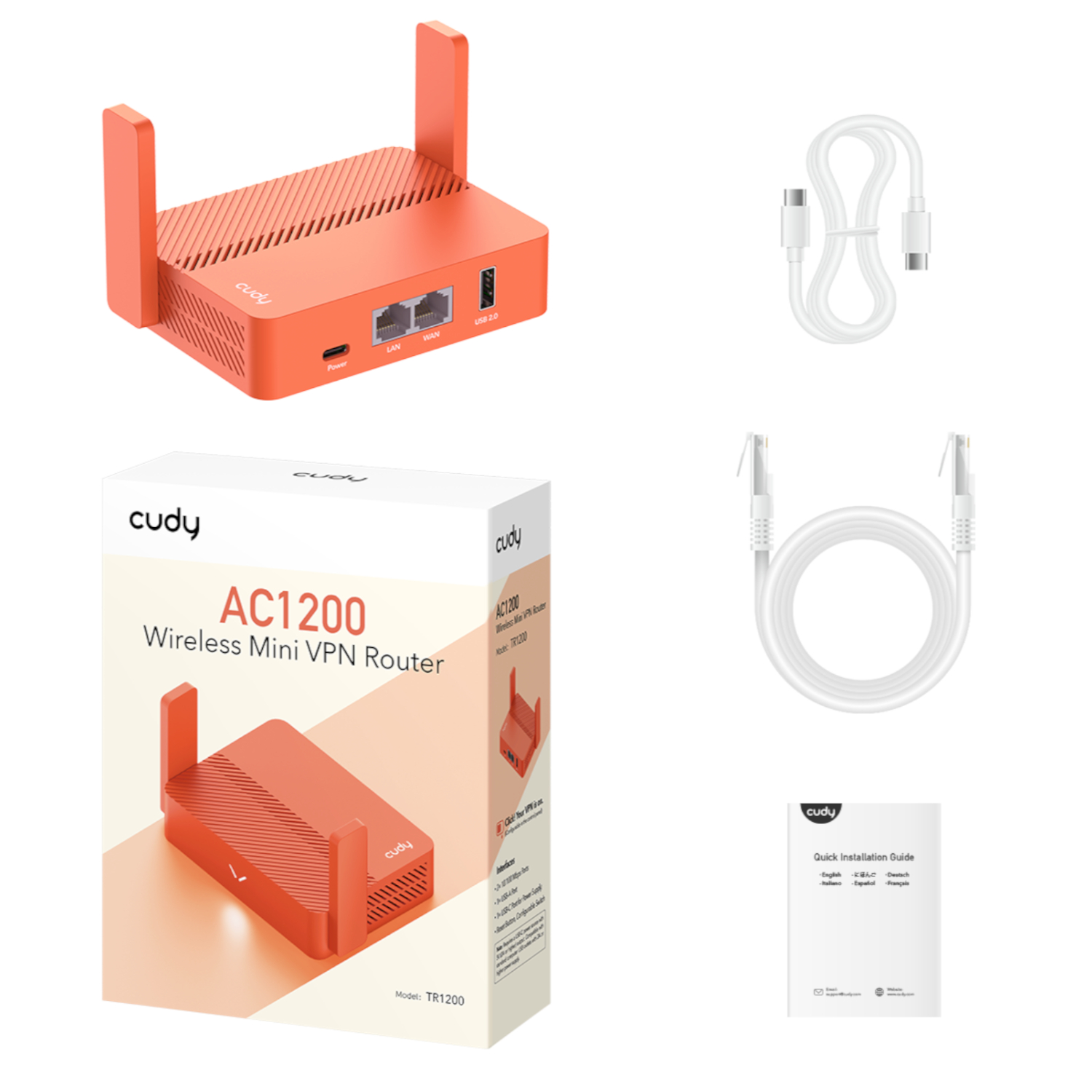 Mini Rouyter Cudy AC1200 Wi-Fi Mini VPN Router – Orange – NAXLAV.COM